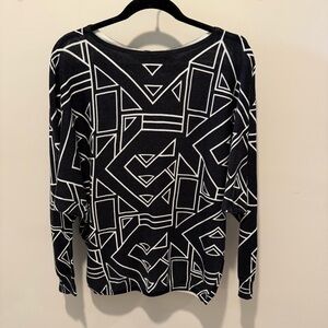 Ralph Lauren‎ Black and White Geometric Blouse